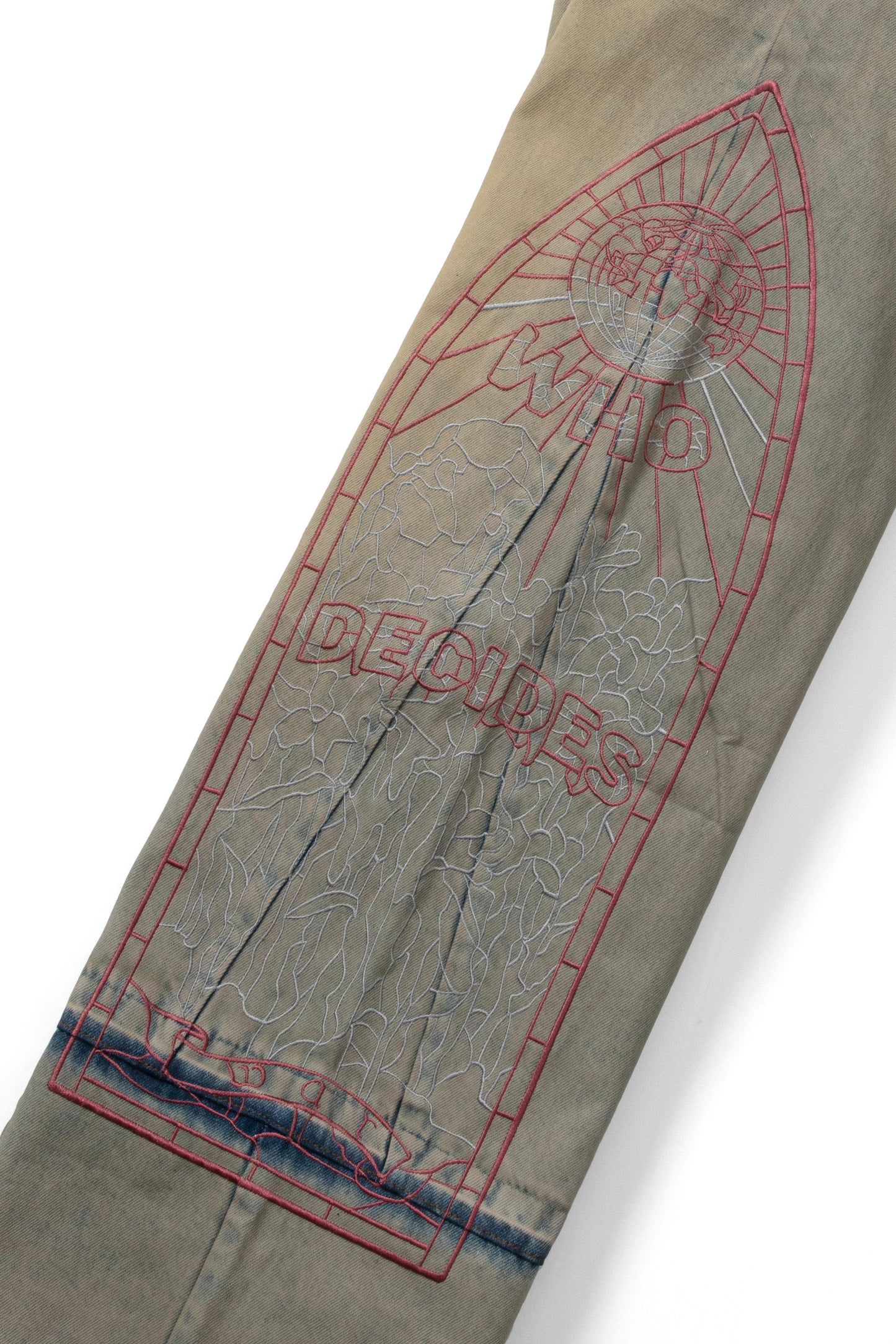 Who Decides War Extended Hem Embroidered Denim