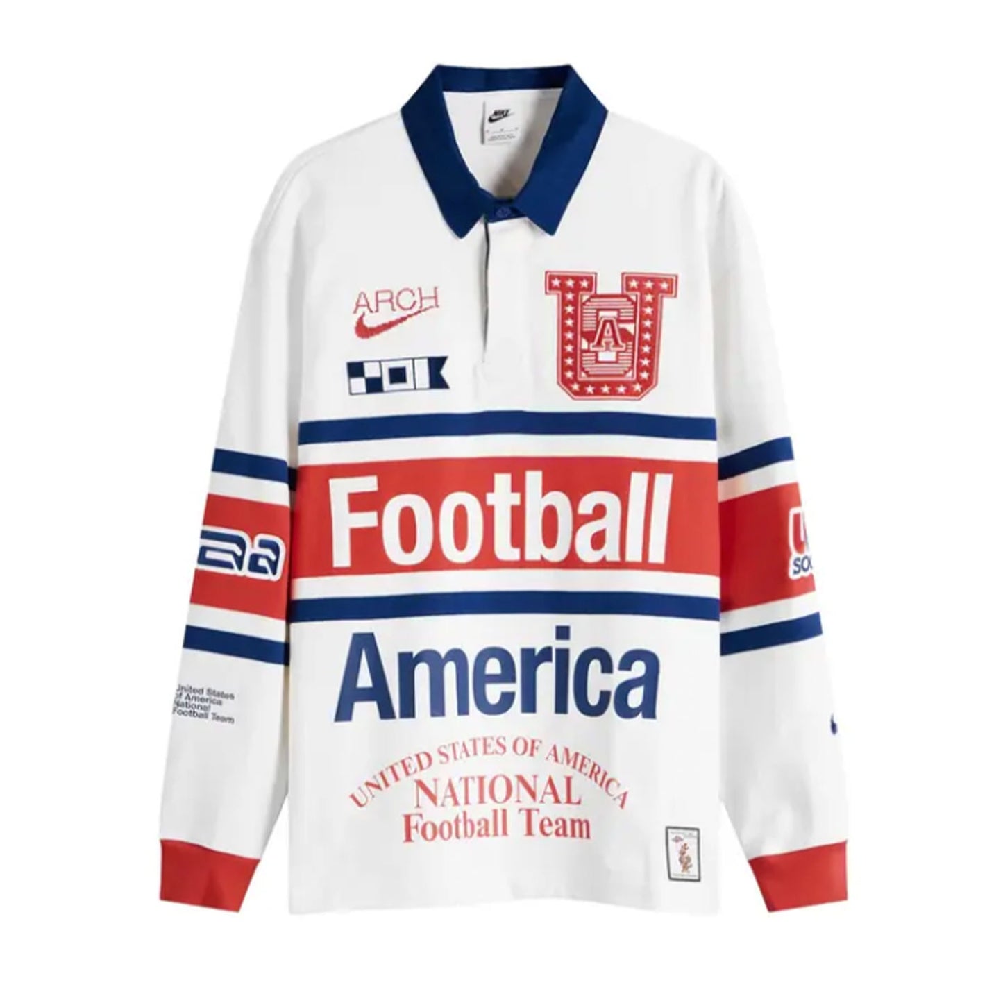 Nike x USMNT x V.A.A. L/S Rugby Top White/Challenge Red/Deep Royal Blue