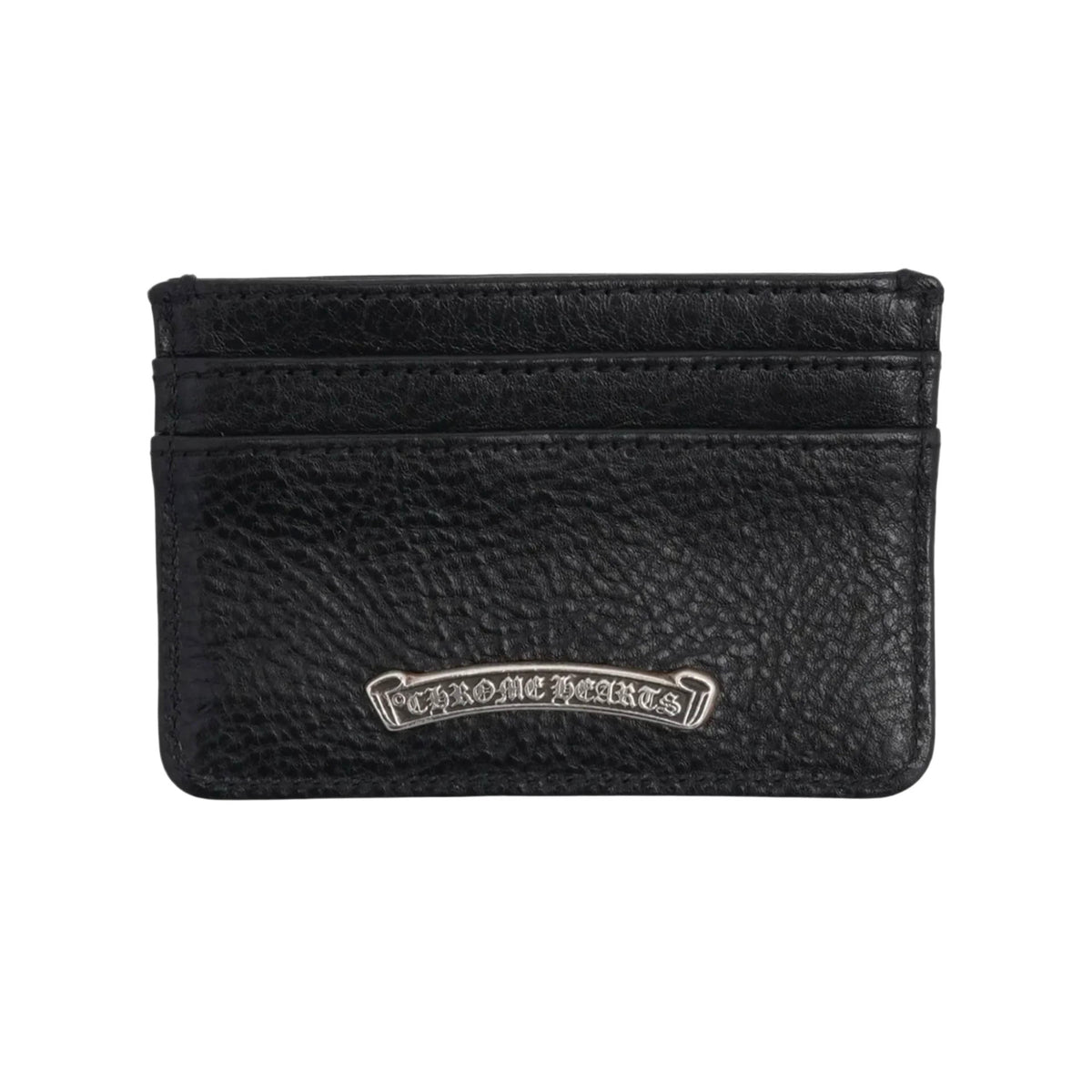 Chrome Hearts Black Leather Dagger Scroll Card Holder