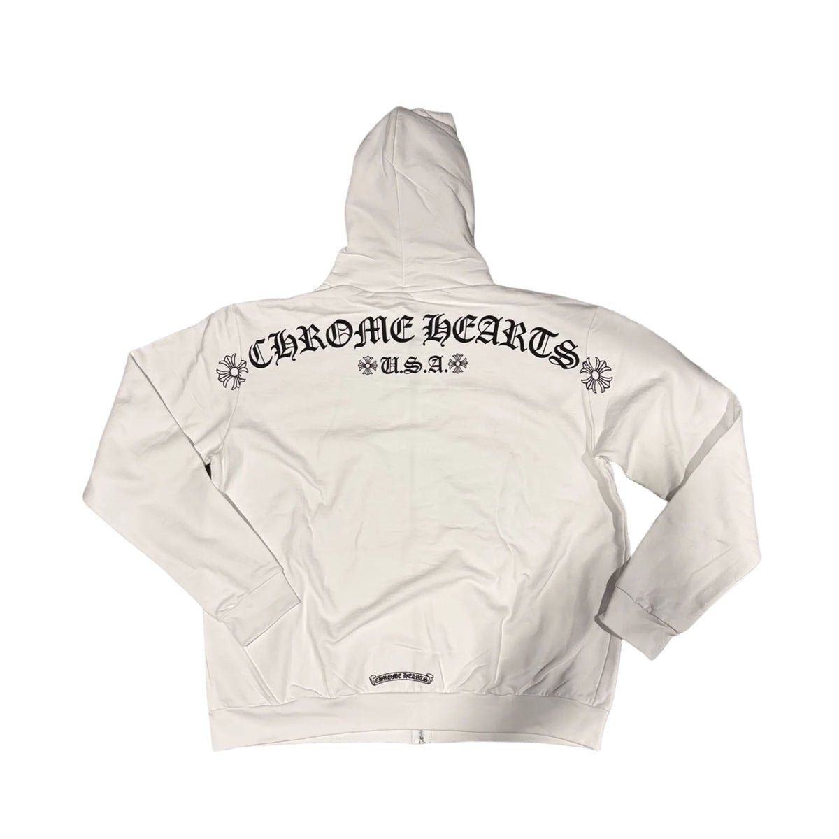 Chrome Hearts 'White' T Bar Scroll USA Zip Up Hoodie