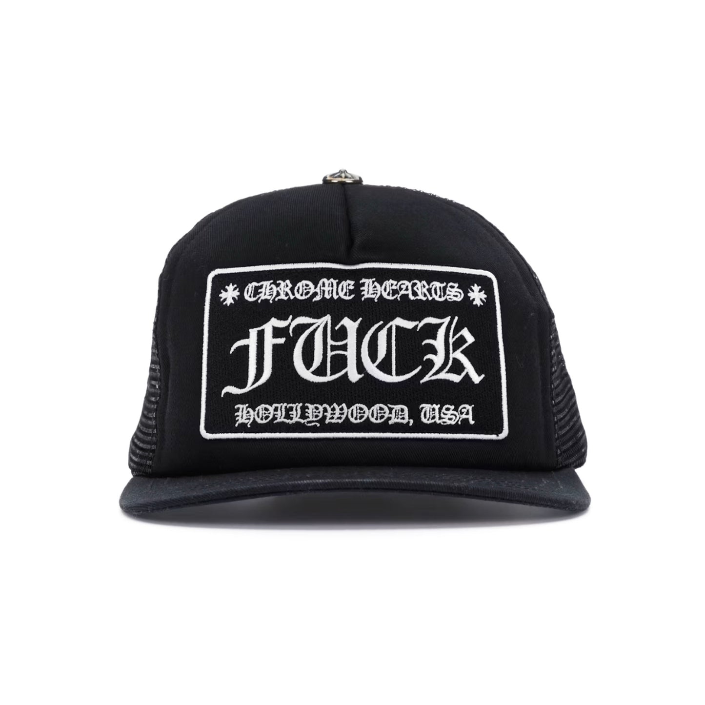 Chrome Hearts FUCK Hollywood Trucker Hat Black/Black