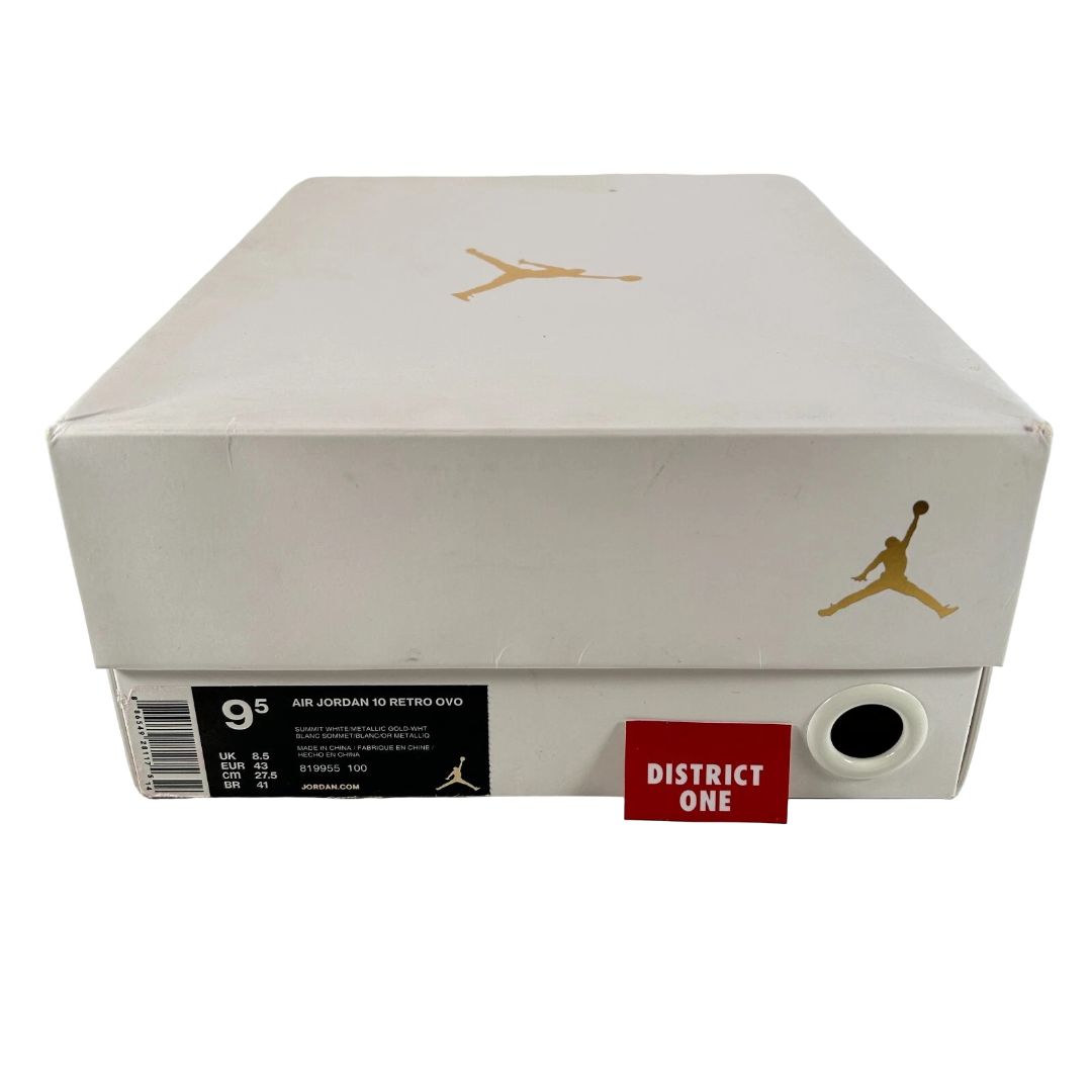 819955 100 Jordan 10 Retro Drake OVO White - 9.5 M (Soles Yellowing)