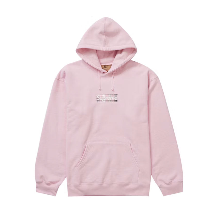 Supreme Burberry Box Logo Hooded Sweatshirt Light Pink