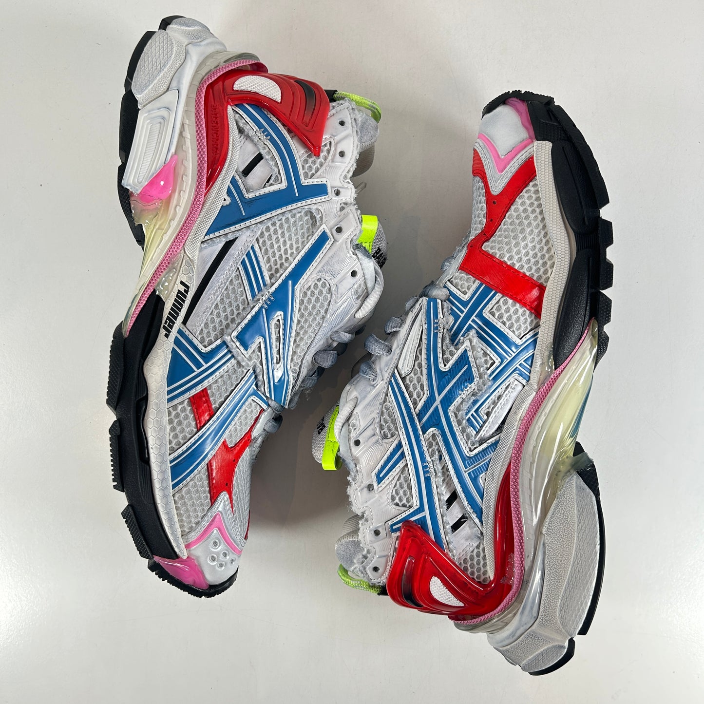 677403W3RB6 Balenciaga Runner Sneakers 'White Blue Red Mesh and Nylon' [USED] - 41 M (Used)