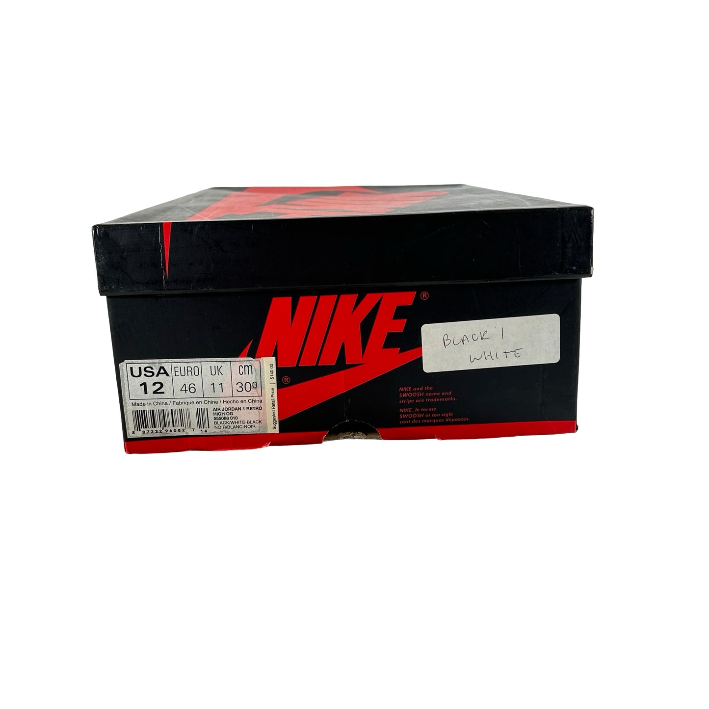 555088 010 Jordan 1 Retro Black White (2014) [USED] - 12 M (Used)