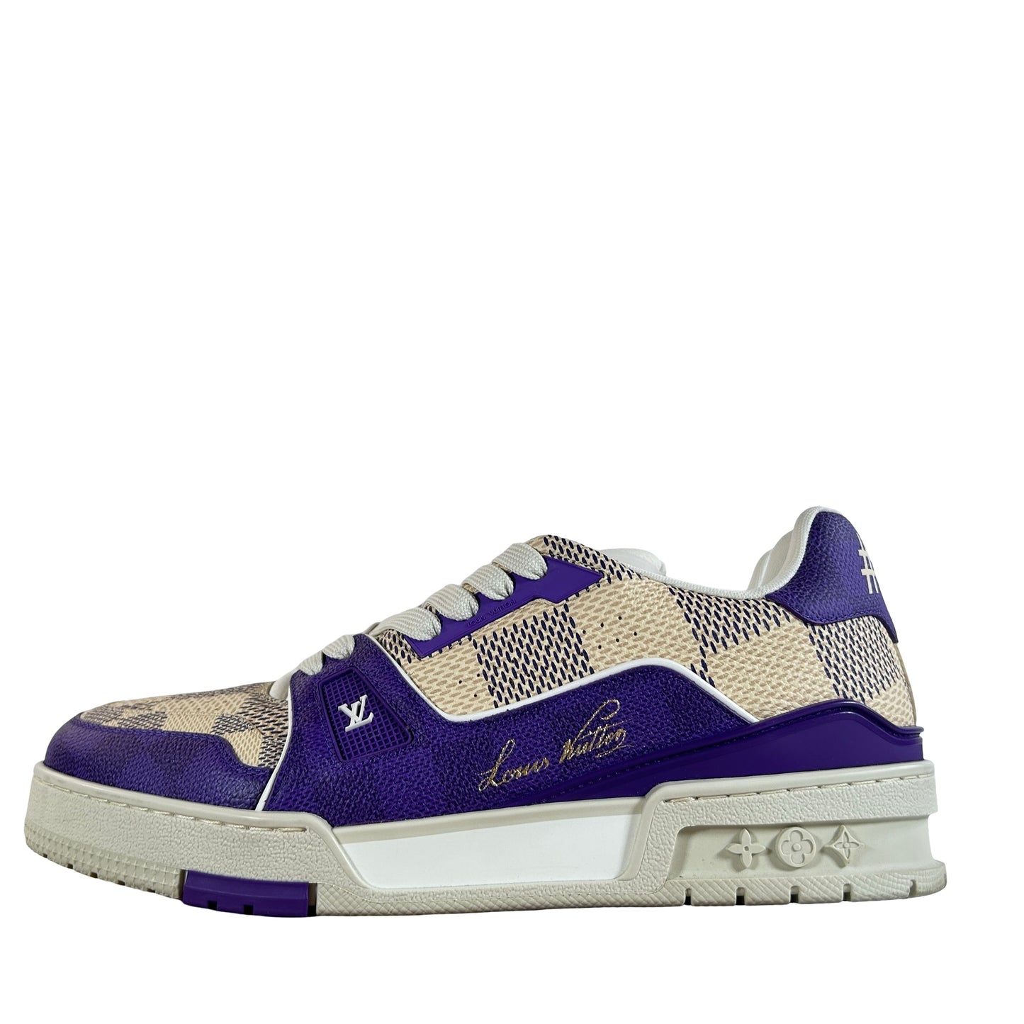 1AC579 Louis Vuitton Damier LV Trainer Purple [USED] - LV 6.5 (Used) (No Box)