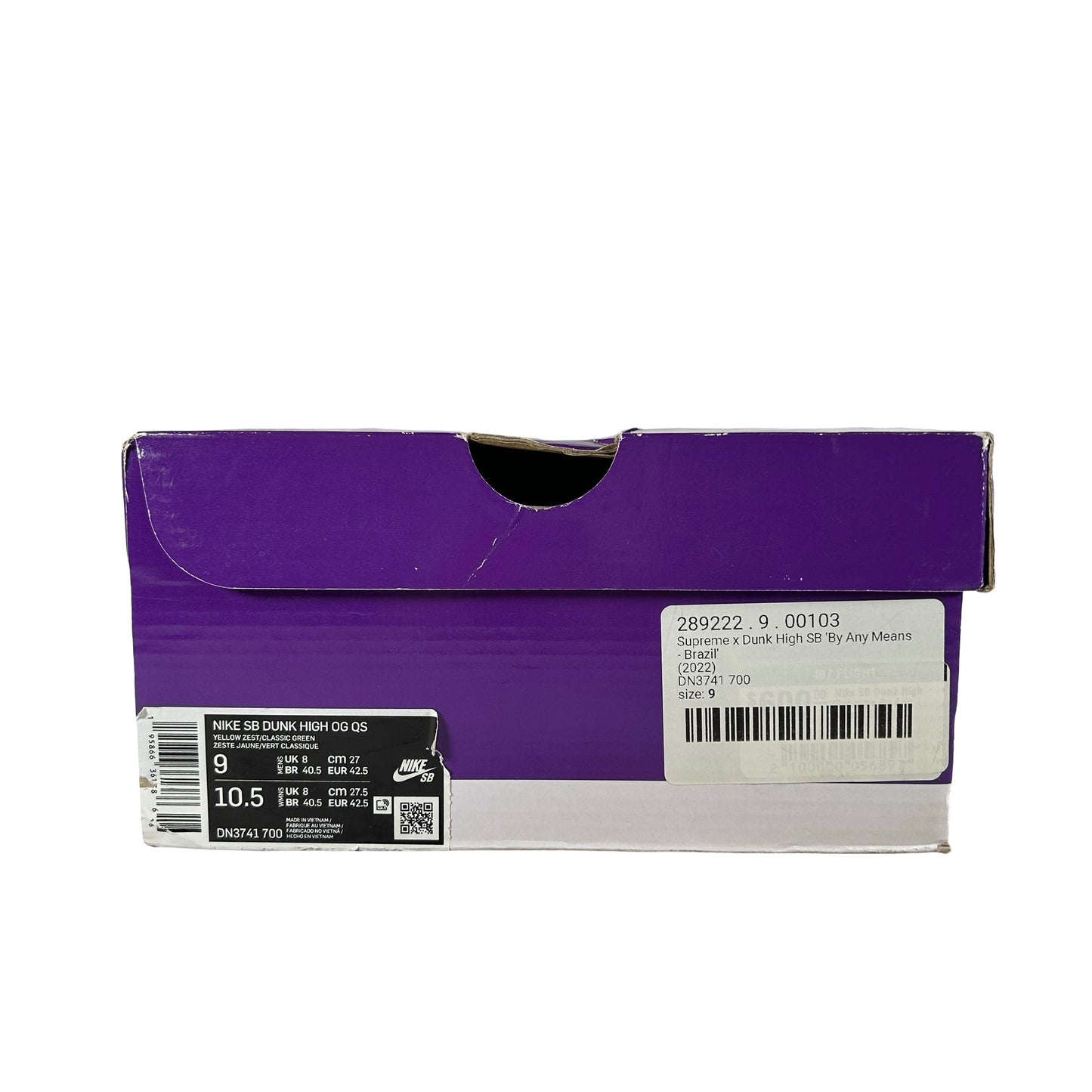 DN3741 700 Nike SB Dunk High Supreme By Any Means Brazil [USED] - 9 M (Used)(Slight Separation On Left Toe Box)