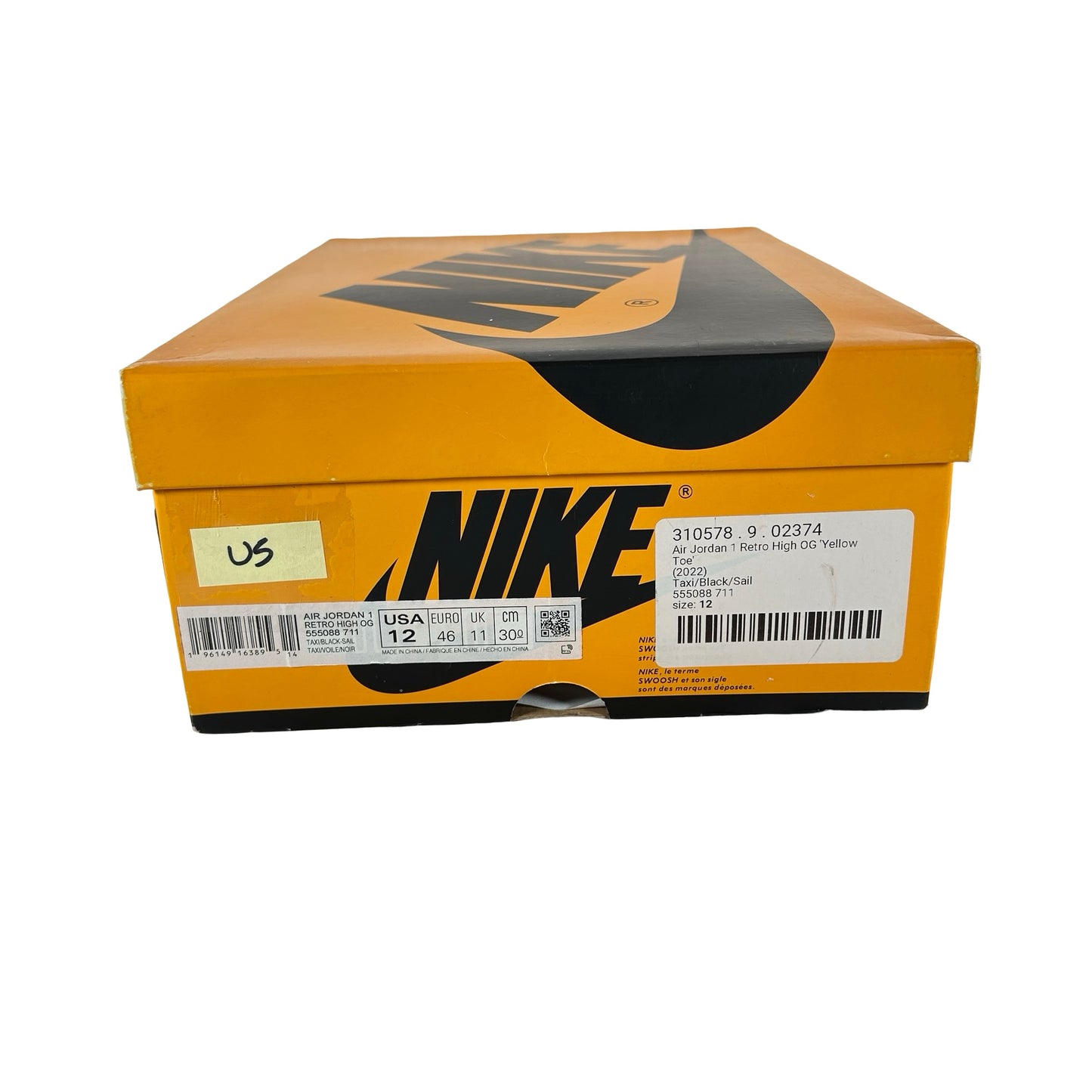 555088 711 Jordan 1 Retro High OG Yellow Toe [USED] - 12 M (Used5)