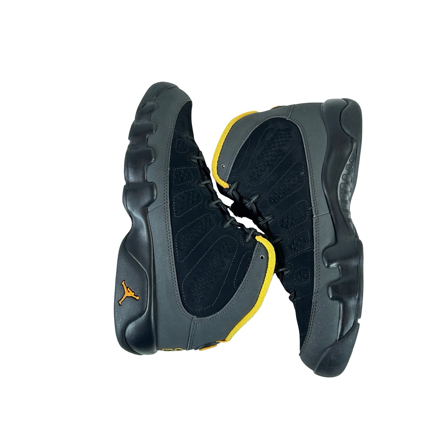 302359 070 Jordan 9 Retro Dark Charcoal University Gold (GS) [USED] - 7 Y (Used) (No Box)
