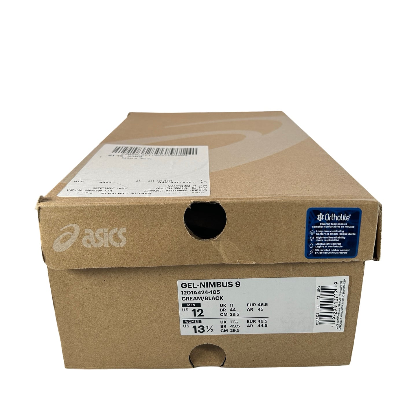 1201A424 105 ASICS Gel-Nimbus 9 Cream Black [USED] - 12 M (Used)
