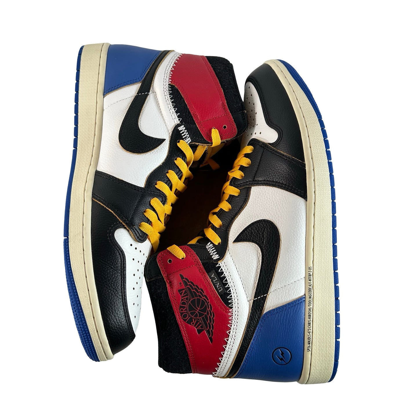 IO7847 002 Jordan 1 Retro High OG SP Fragment x Union LA Varsity Red Sport Royal [USED] - 14 M (Used)