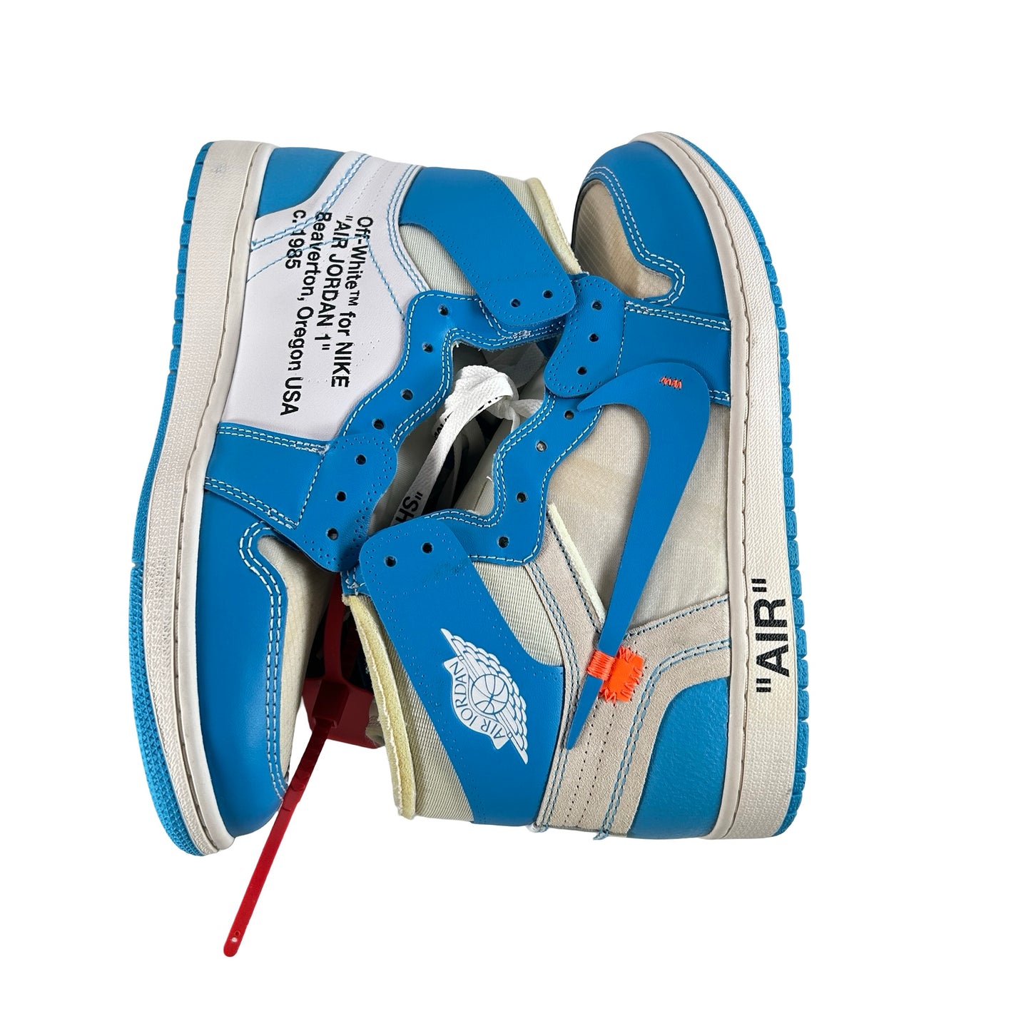 AQ0818 148 Air Jordan 1 Retro High Off-White University Blue - 10.5 M (Yellowing)