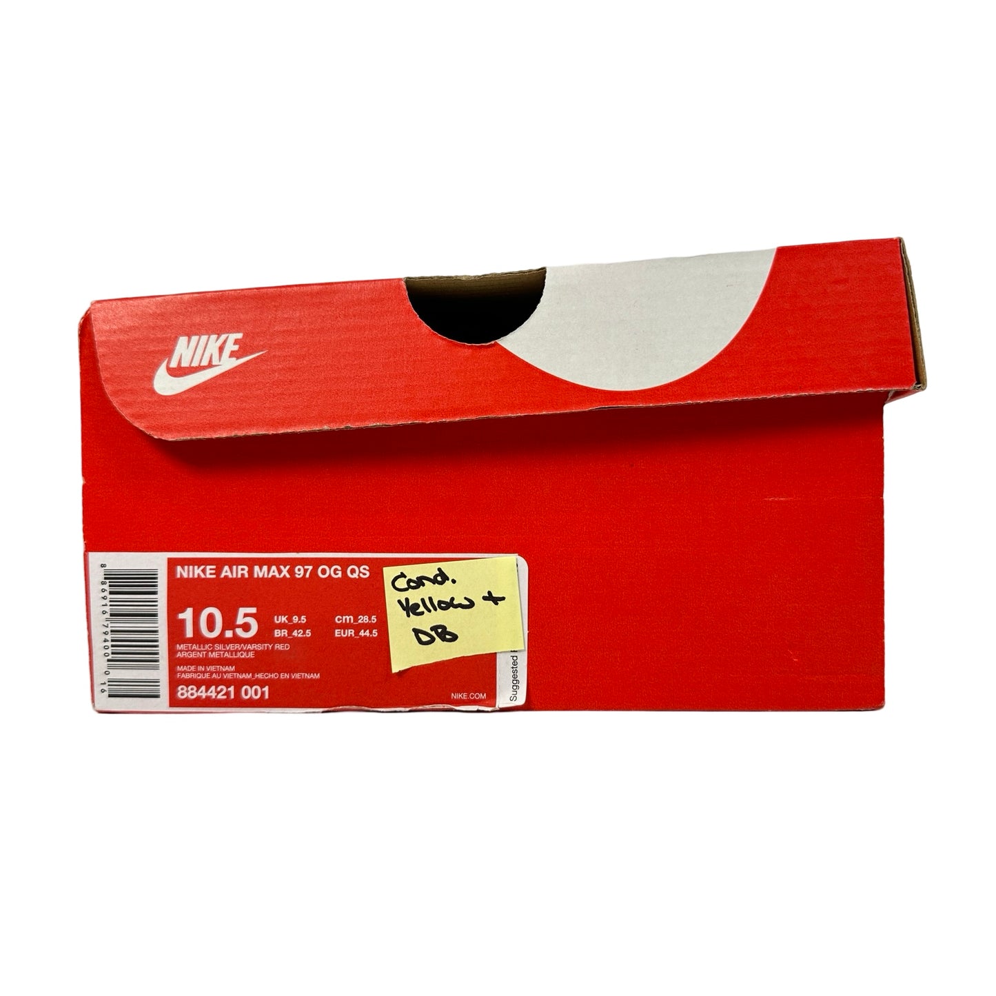 884421 001 Nike Air Max 97 Silver Bullet (2016/2017) [CONDITIONAL] - 10.5 M (Yellowing) (Damaged Lid)