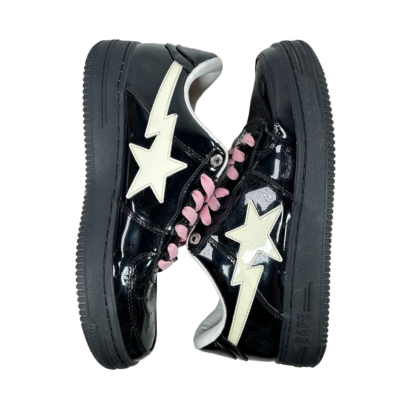 1K30 191 302 BLK A Bathing Ape Bape Sta #2 Black Patent [USED] - 7 M (Used) (No Box)