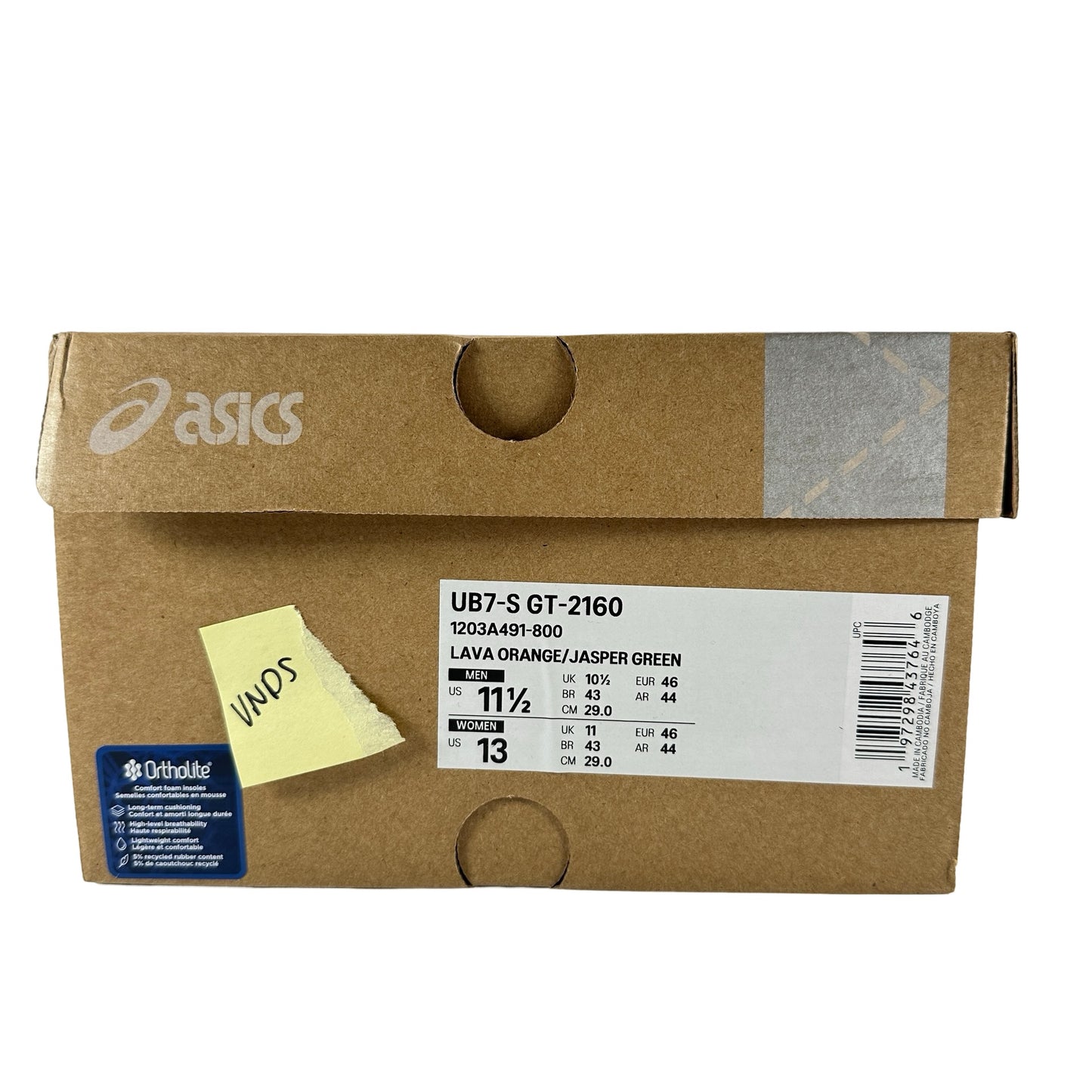 1203A491 800 ASICS UB7-S GT-2160 Kiko Kostadinov Lava Orange [USED] - 11.5 M (VNDS)