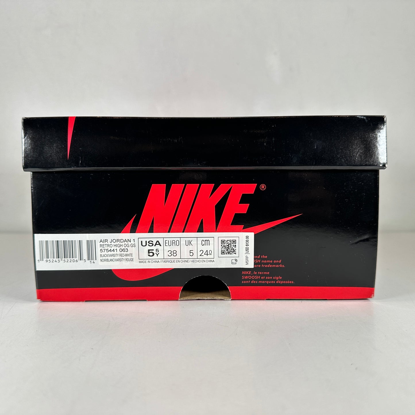 575441 063 Jordan 1 Retro High OG Patent Bred (GS) [USED] - 5.5 Y (Used)