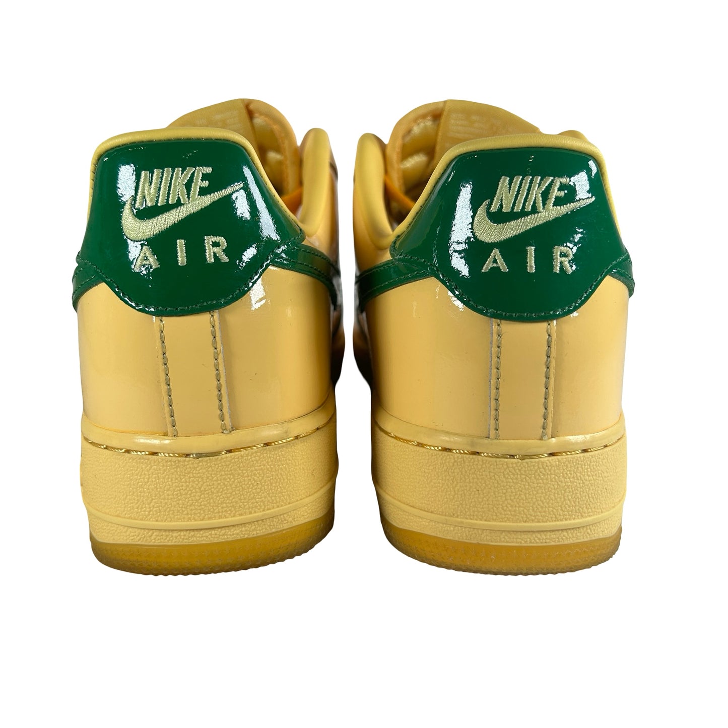 IO4489 700 Nike Air Force 1 Low Patent Leather Topaz Gold Pine Green [USED] - 9 M (Used)