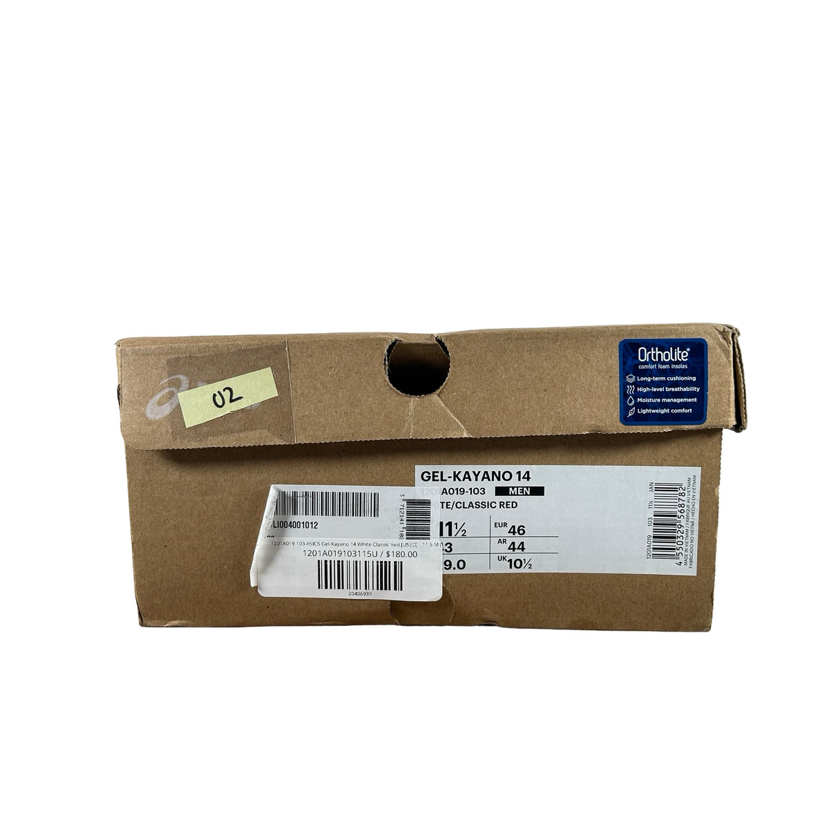1201A019 103 ASICS Gel-Kayano 14 White Classic Red [USED] - 11.5 M (Used2)