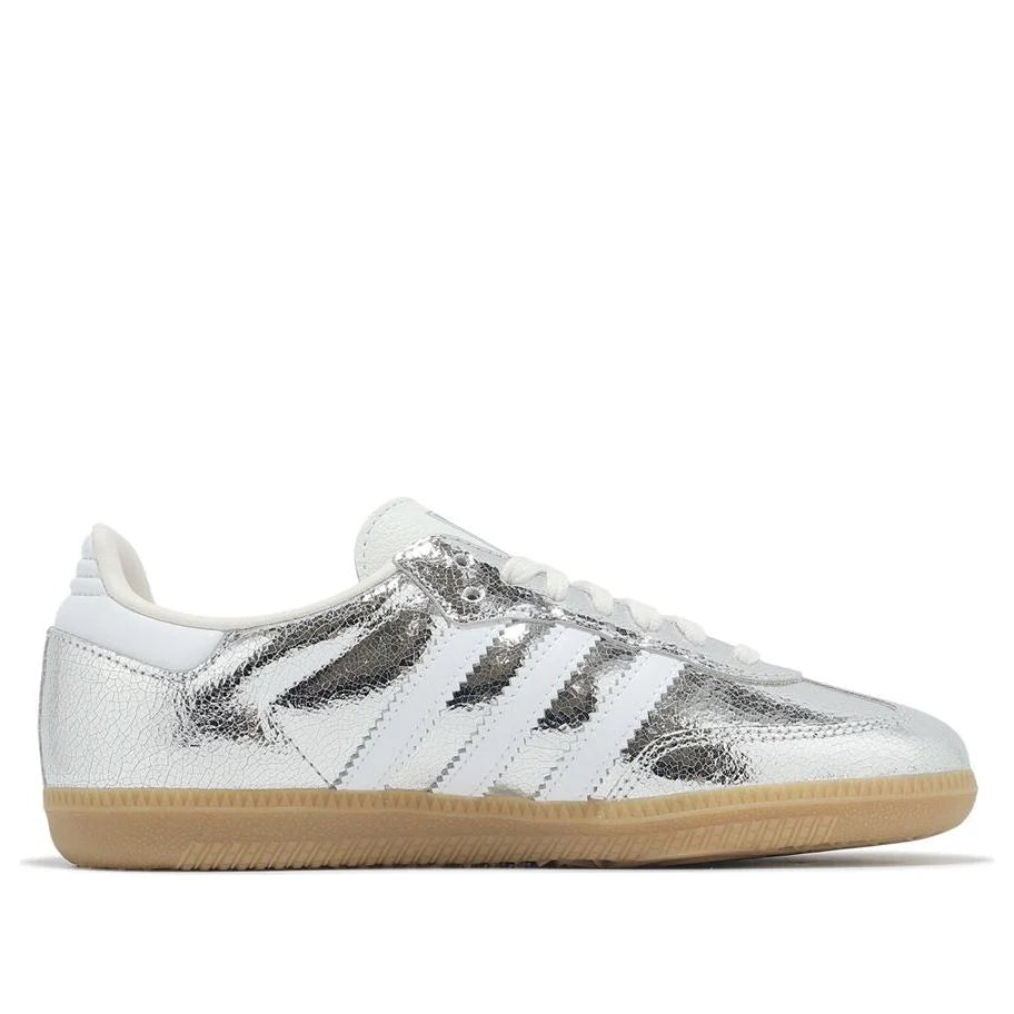 JR0035 adidas Samba OG Silver Metallic Cracked Leather (Women's)