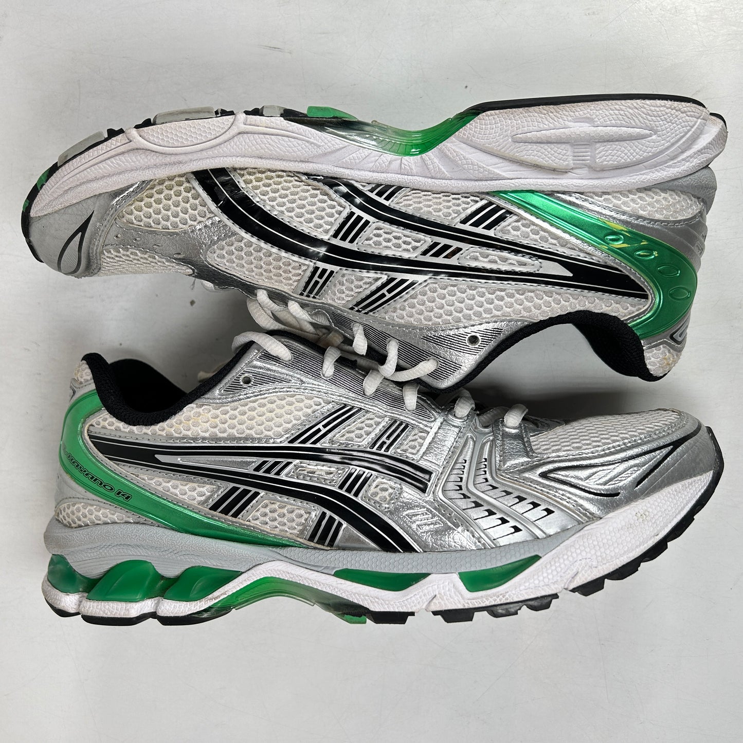 1201A019 110 ASICS Gel-Kayano 14 White Malachite Green [USED] - 9 M (Used) (No Box)