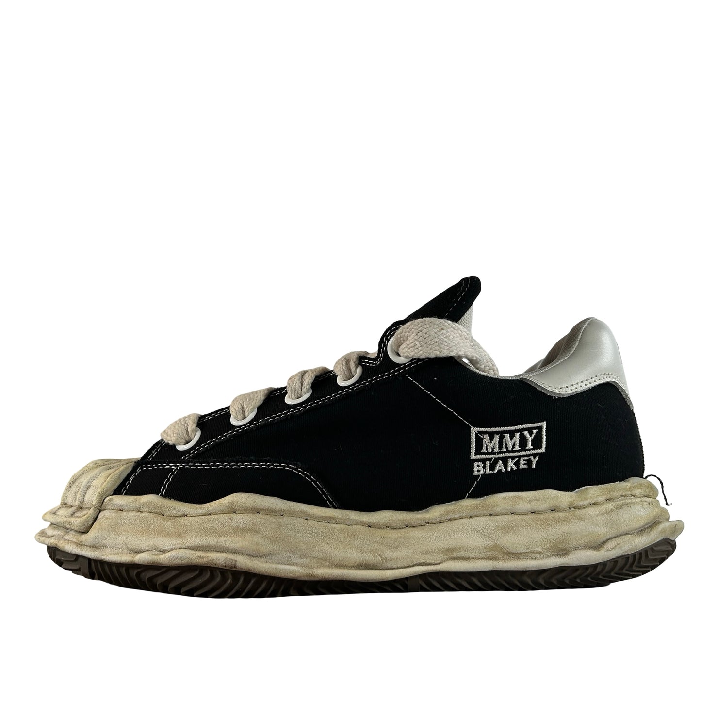 A13FW730 Maison Mihara Yasuhiro Blakey Puffer OG Sole Canvas Low Distressed Midsole Black White [USED] - EU 46 (Used)