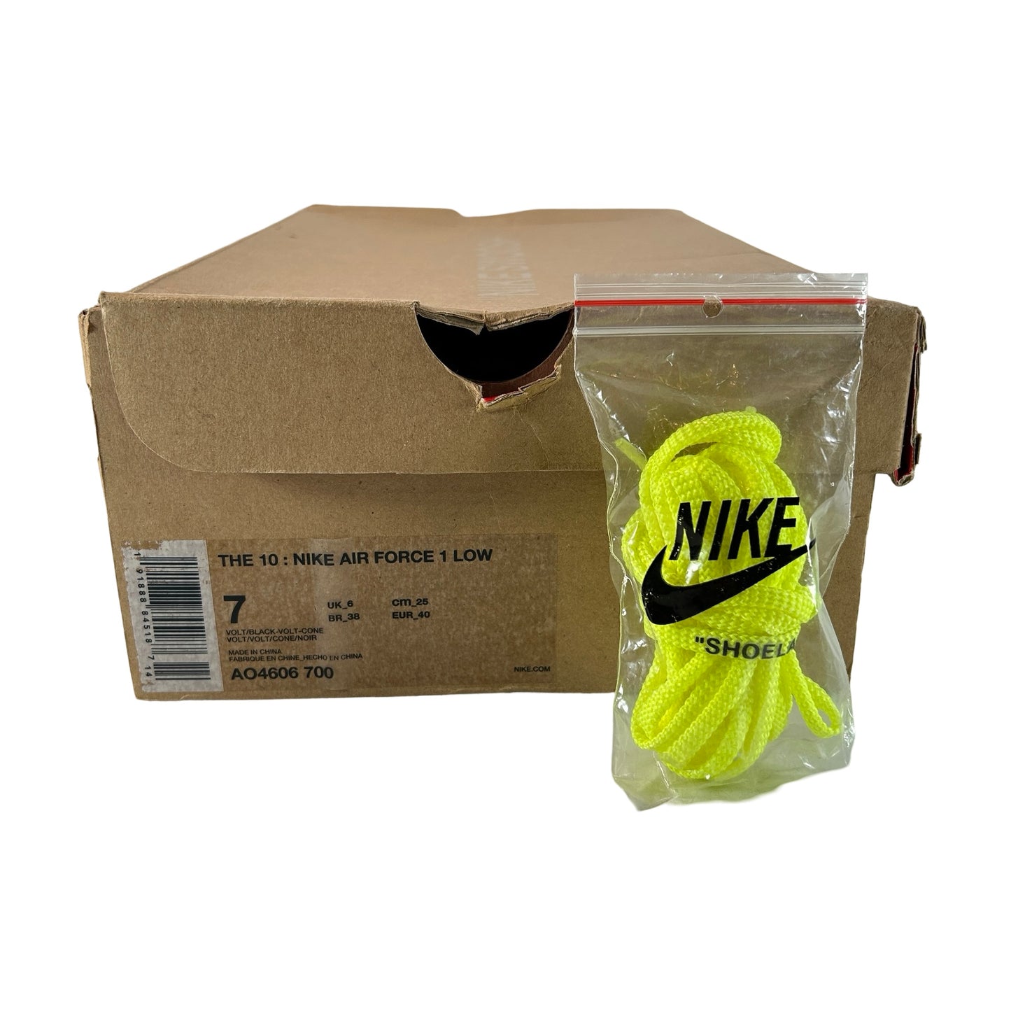 AO4606 700 Nike Air Force 1 Low Off-White Volt [USED] - 7 M (Used)