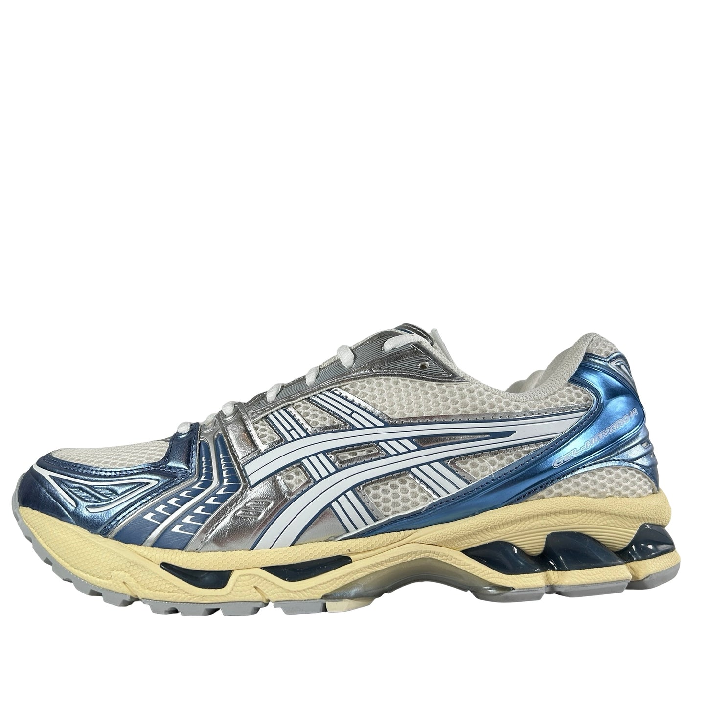 1203A537 102 ASICS Gel-Kayano 14 Cream Metallic Blue [USED] - 10.5 M (Used)