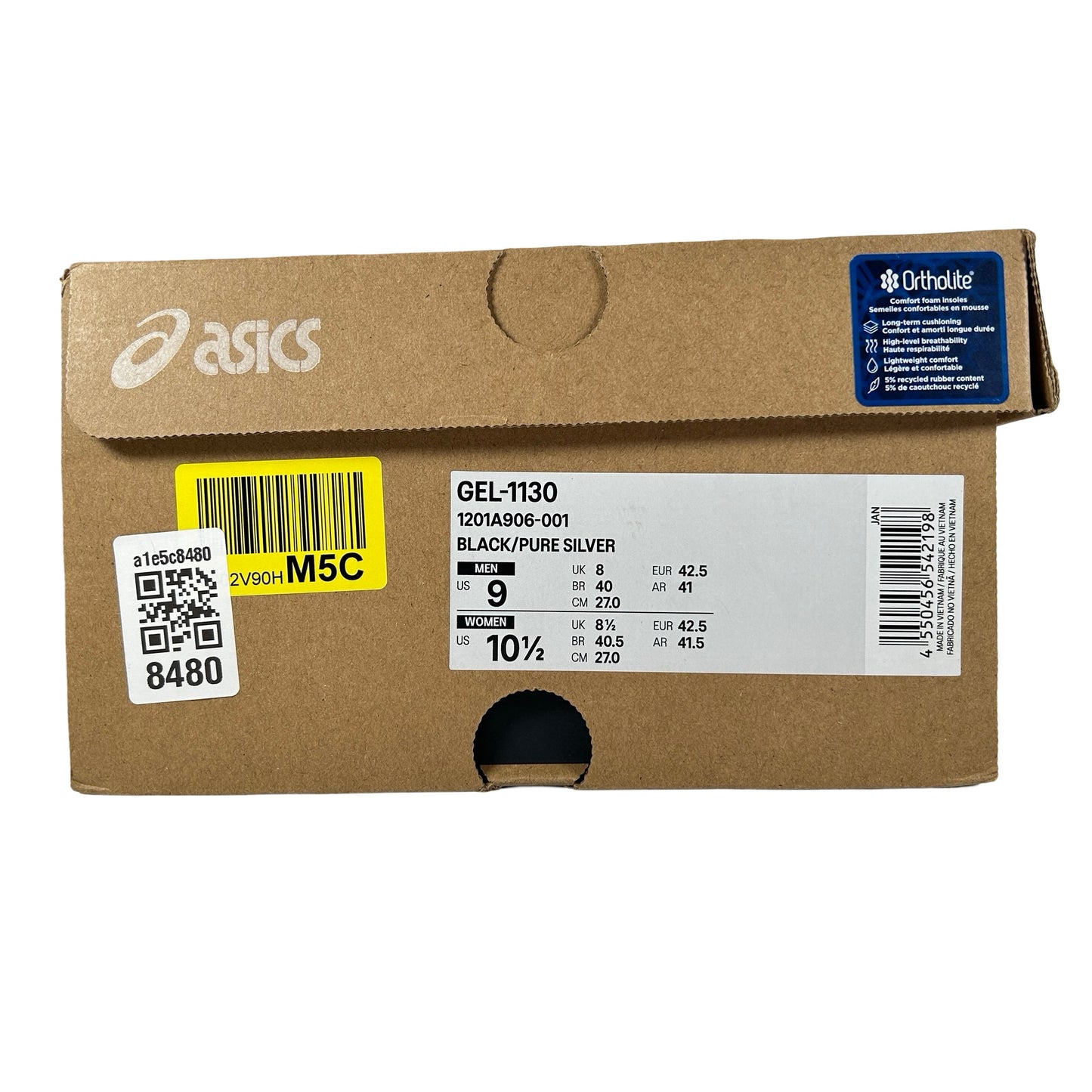 1201A906 001 ASICS Gel-1130 Black Pure Silver [USED] - 9 M (Used)