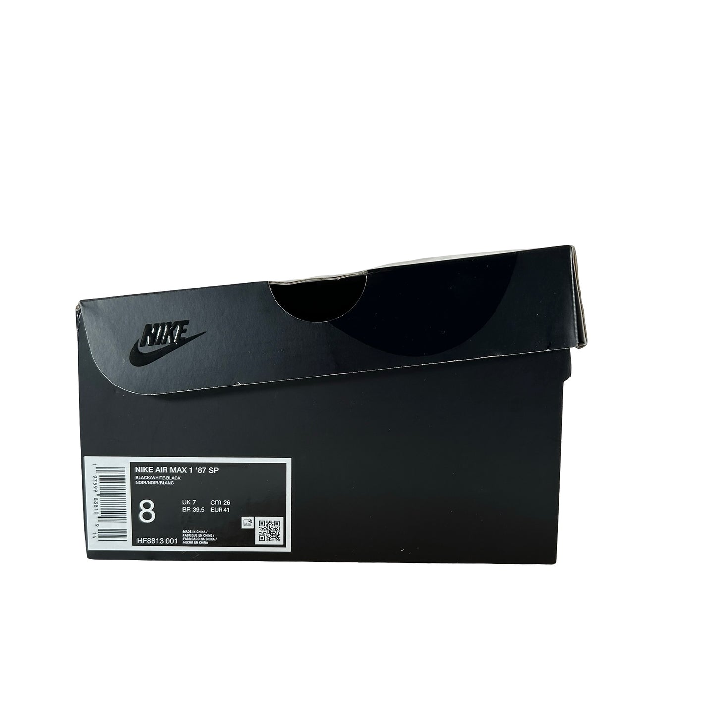 HF8813 001 Nike Air Max 1 '87 SP Supreme Black White [USED] - 8 M (Used)