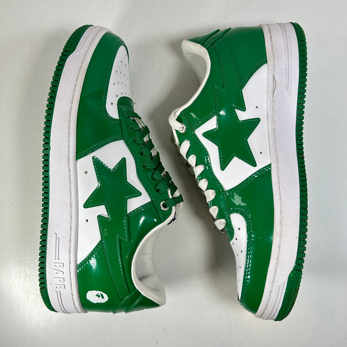 A Bathing Ape Bape Sta Patent Leather Green White [USED] - 9.5 M (Used) (Replace Box)