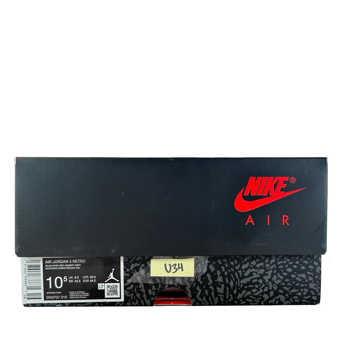 DN3707 010 Jordan 3 Retro OG Black Cement (2024) [USED] - 10.5 M (Used34)