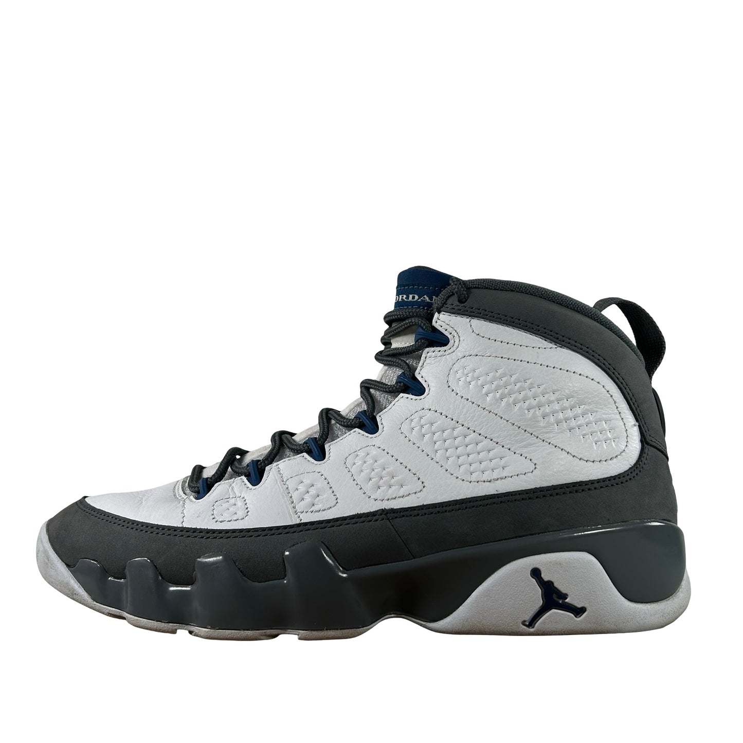 HV4794 100 Jordan 9 Retro Flint Grey French Blue (2026) [USED] - 9 M (Used) (No Box)