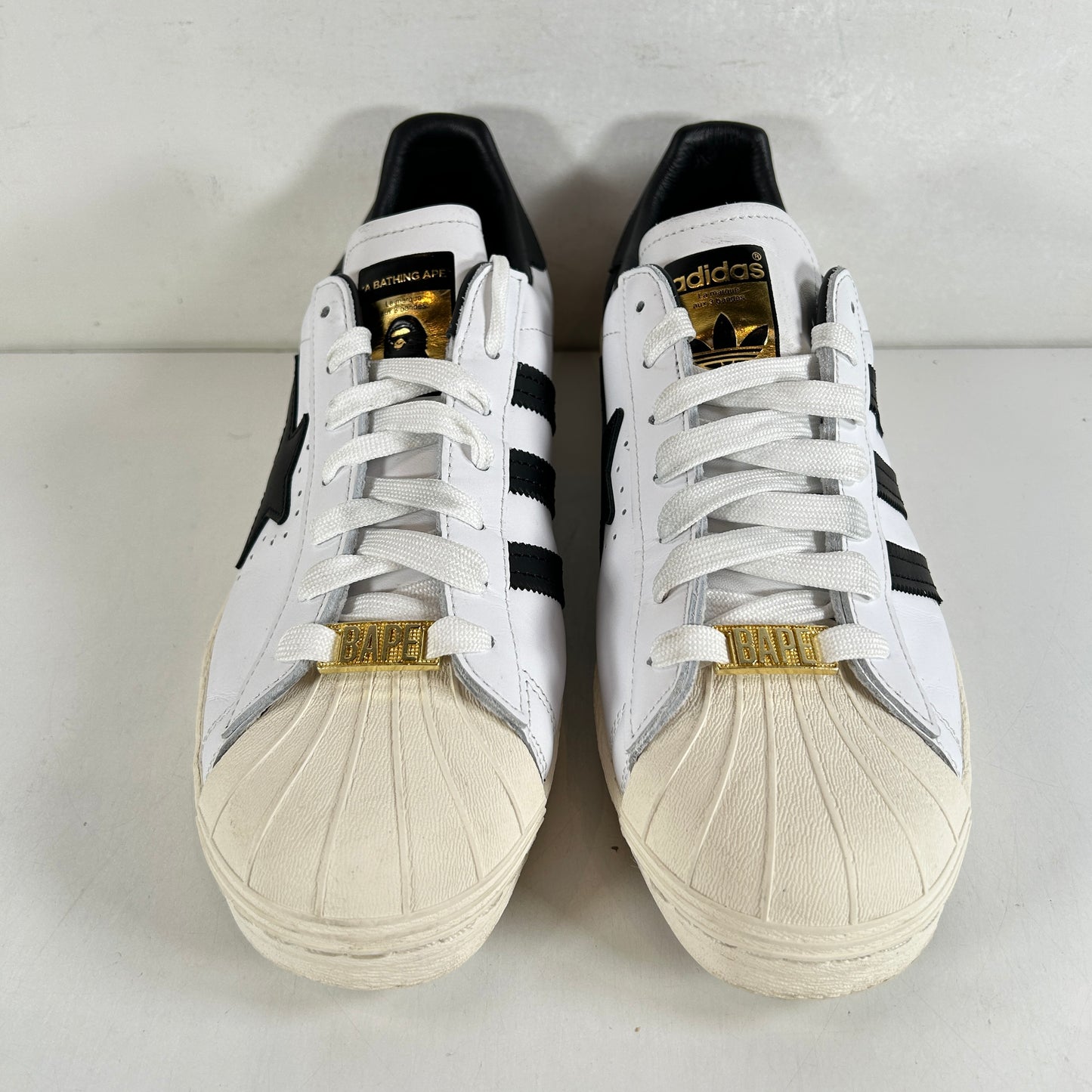 GZ8980 adidas Superstar 80s Bape White Black [USED] - 9 M (Used)