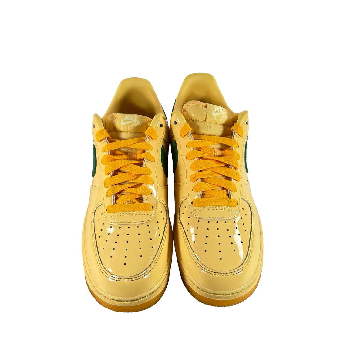 IO4489 700 Nike Air Force 1 Low Patent Leather Topaz Gold Pine Green [USED] - 11 M (Used)
