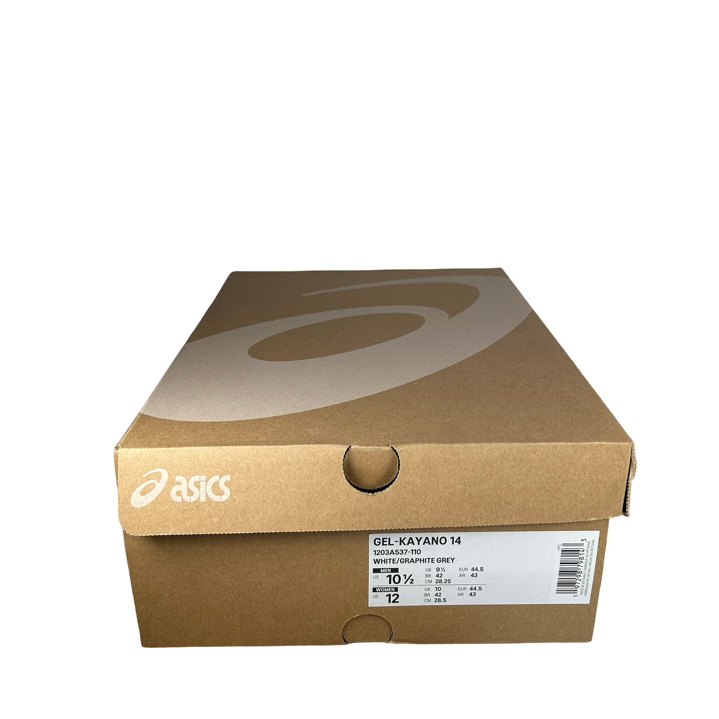 1203A537 110 ASICS Gel-Kayano 14 White Graphite Grey [USED] - 10.5 M (Used)