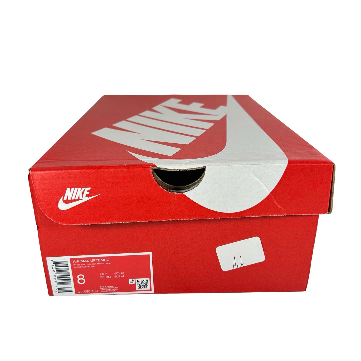 311090 100 Nike Air Max Uptempo 95 White Black Teal [USED] - 8 M (Used)