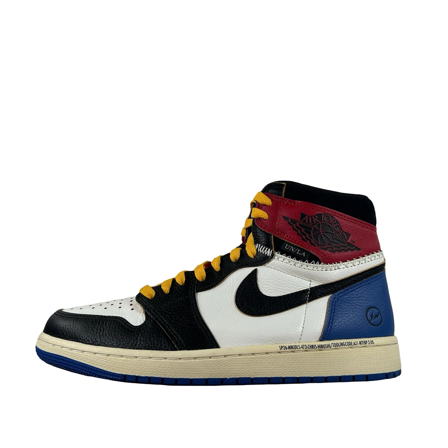 IO7847 002 Jordan 1 Retro High OG SP Fragment x Union LA Varsity Red Sport Royal [USED] - 9 M (Used)