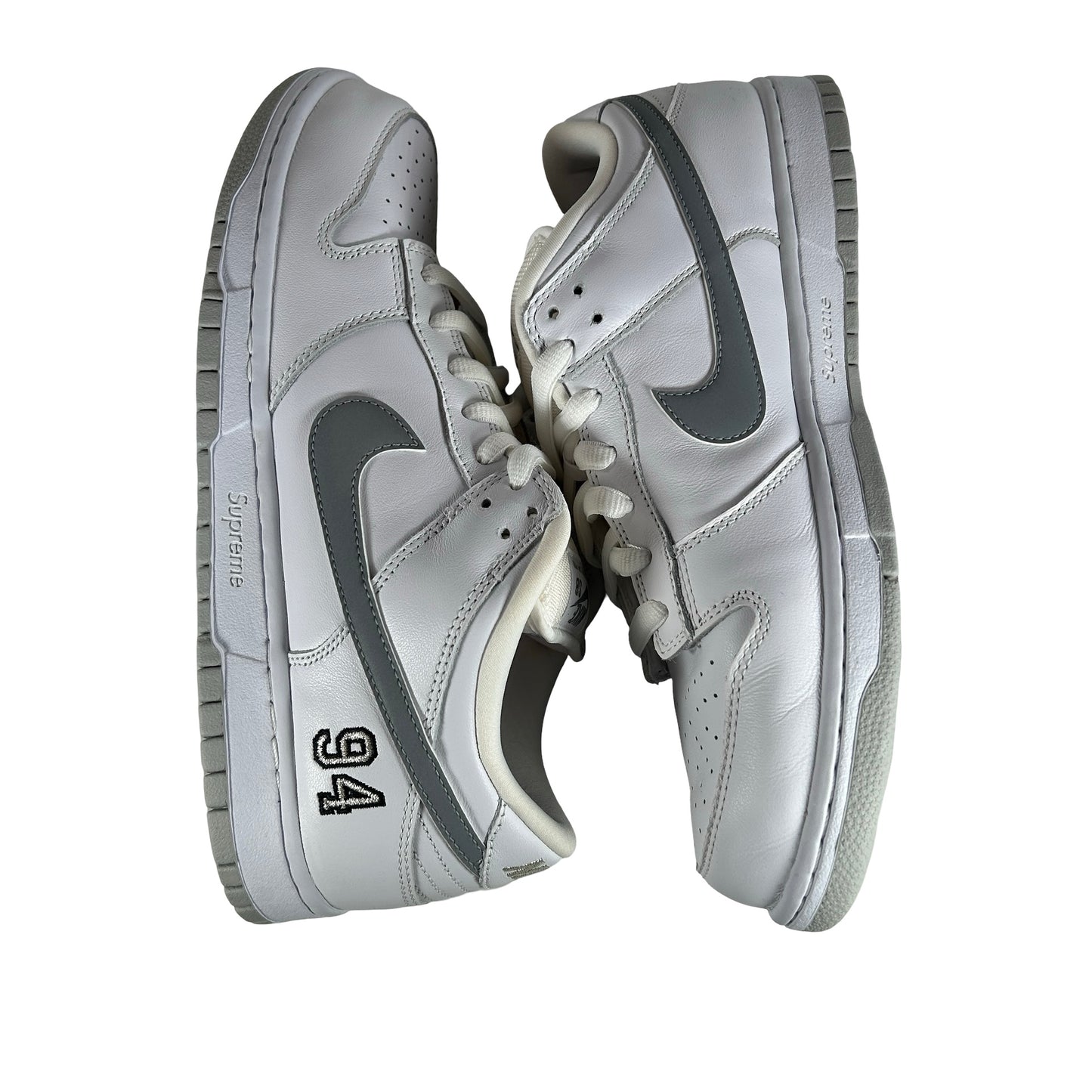 HQ8487 100 Nike SB Dunk Low Supreme 94 White Metallic Silver [USED] - 11.5 M (Used) (Replace Box)