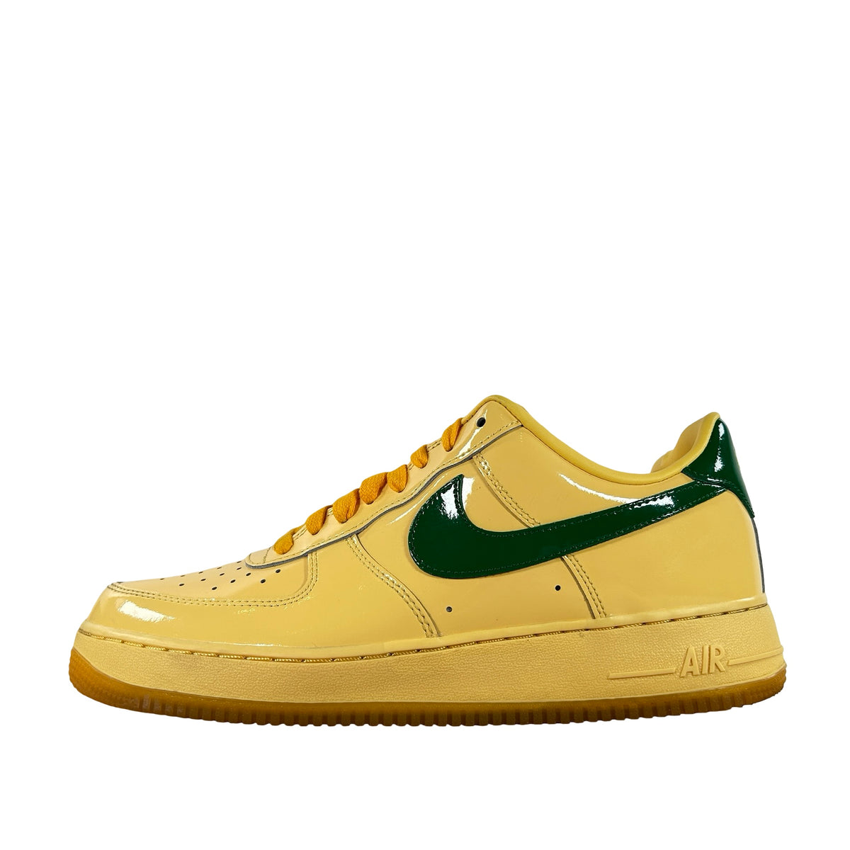 IO4489 700 Nike Air Force 1 Low Patent Leather Topaz Gold Pine Green [USED] - 11 M (Used)