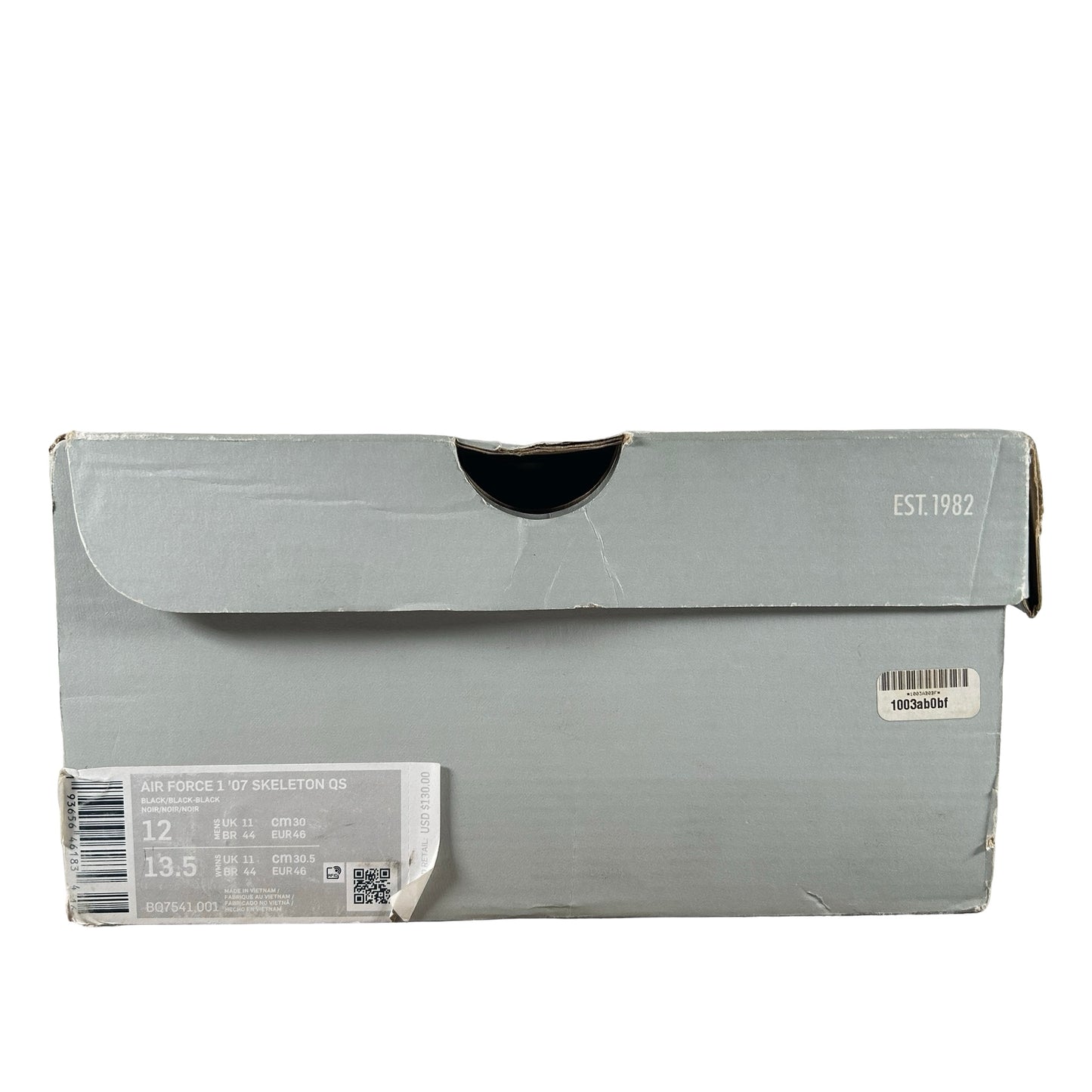 BQ7541 001 Nike Air Force 1 Low Black Skeleton Halloween (2019) [USED] - 12 M (Used)