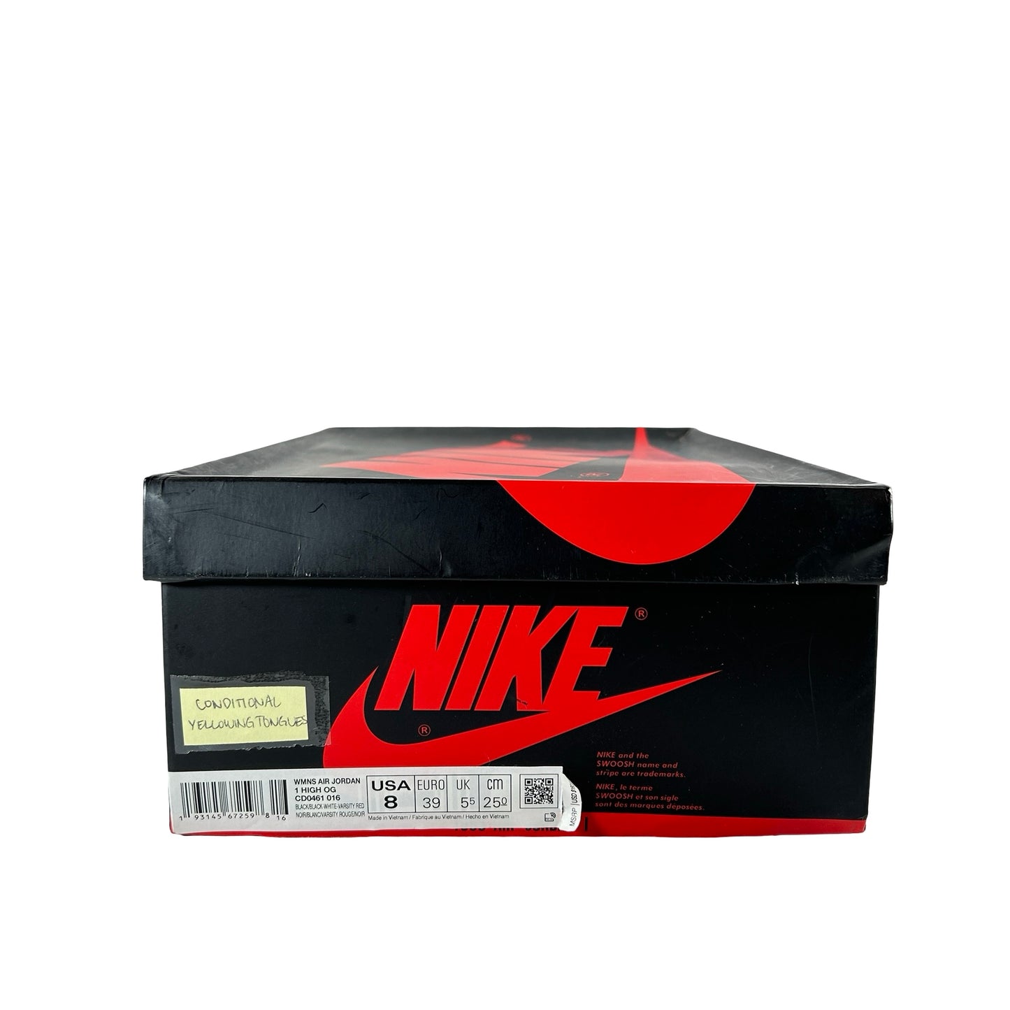 CD0461 016 Jordan 1 Satin Black Toe [CONDITIONAL] - 8 W (Yellowing)