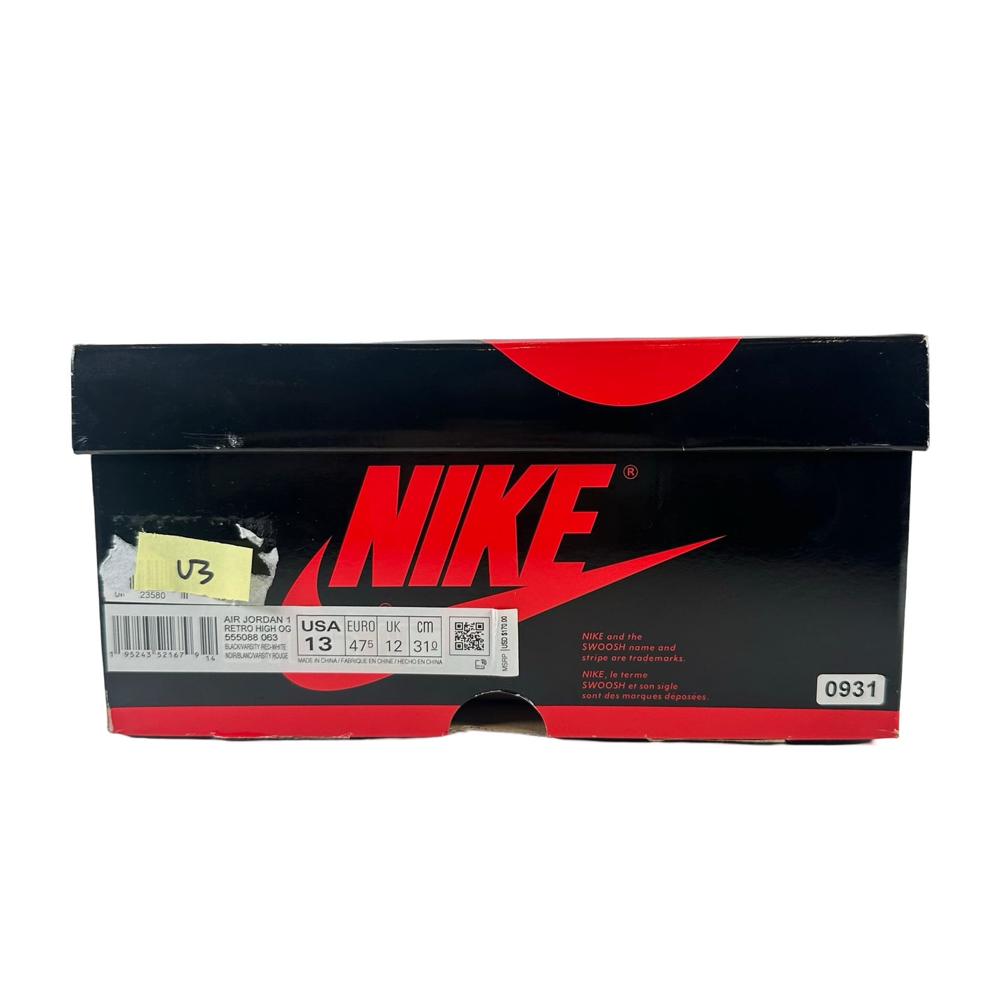 555088 063 Jordan 1 Retro High OG Patent Bred [USED] - 13 M (Used3)