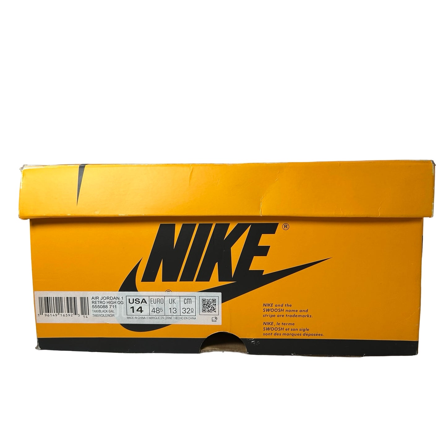 555088 711 Jordan 1 Retro High OG Yellow Toe [USED] - 14 M (Used)