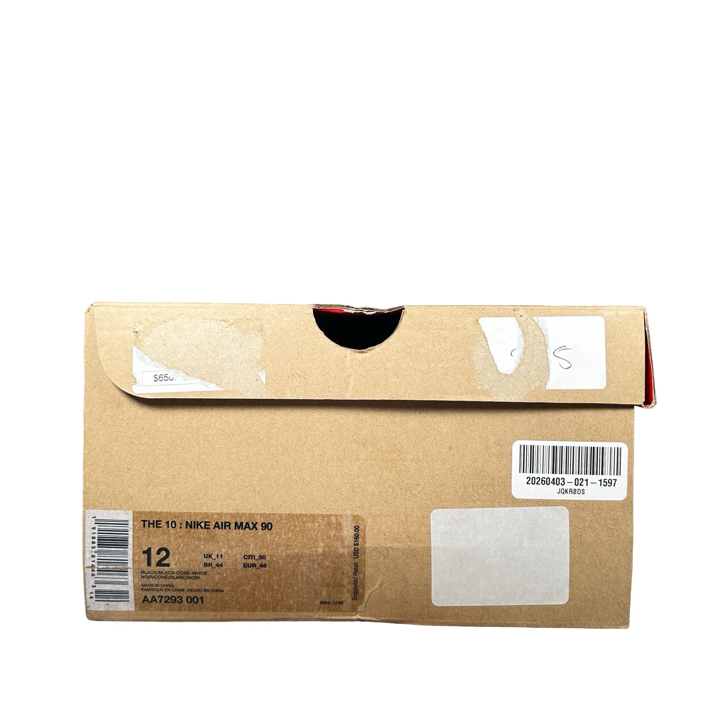 AA7293 001 Air Max 90 Off-White Black [USED] - 12 M (Used)