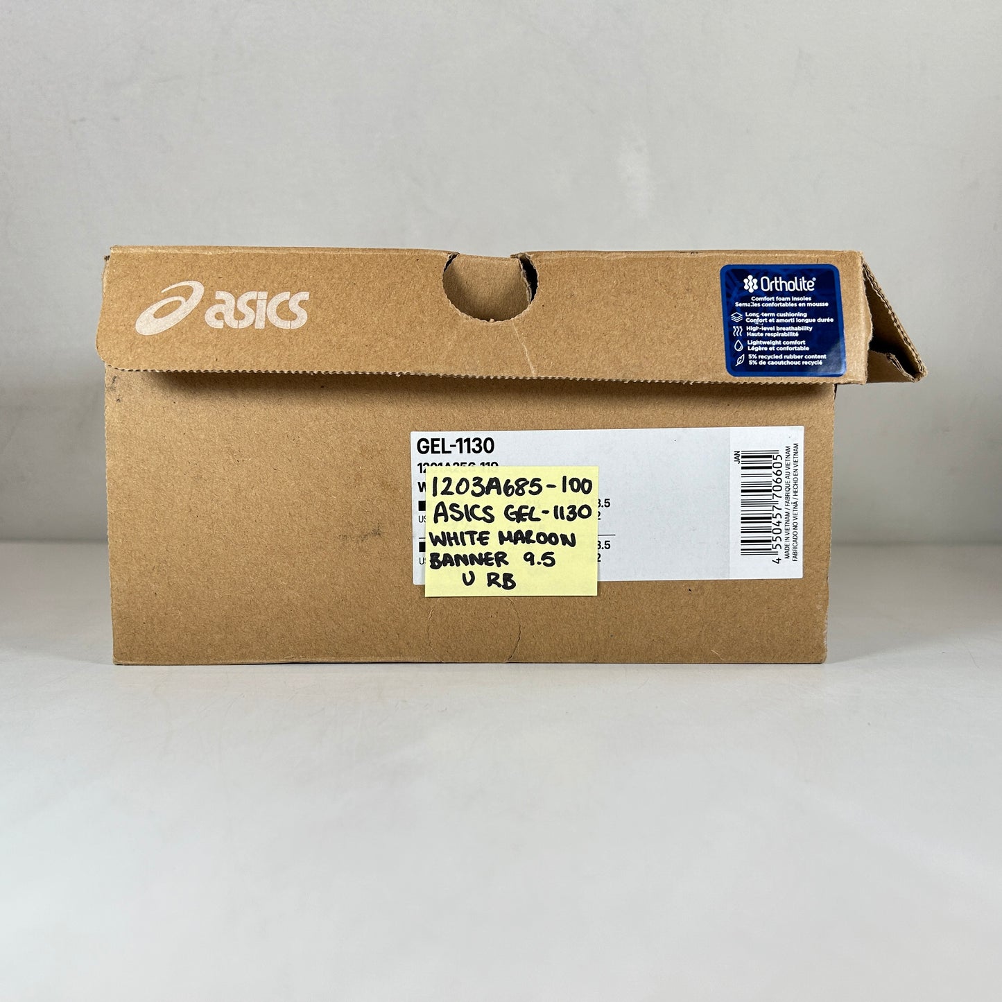 1203A685 100 ASICS Gel-1130 White Maroon Banner [USED] - 9.5 M (Used) (Replace Box)