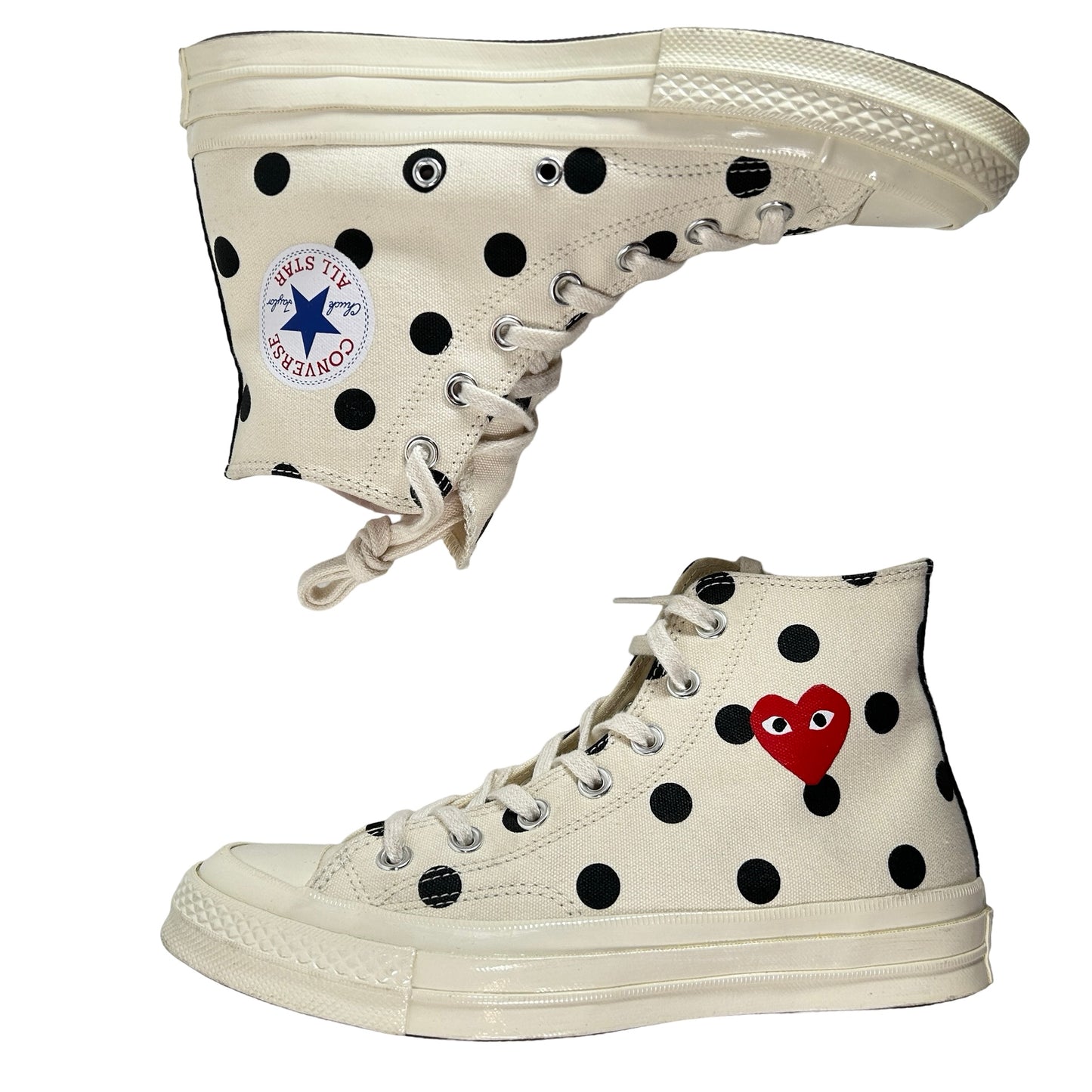 157251C Converse Chuck Taylor All Star 70 Hi Comme des Garcons PLAY Polka Dot White [USED] - 6 M (Used)