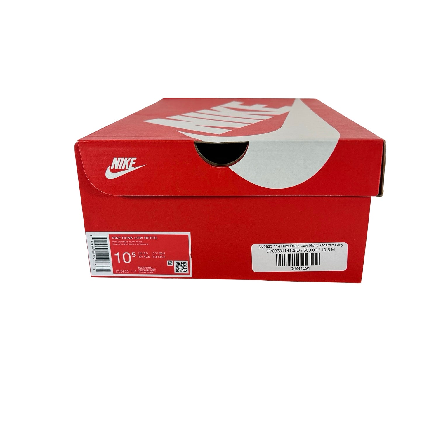 DV0833 114 Nike Dunk Low Retro Cosmic Clay [USED] - 10.5 M (Used)