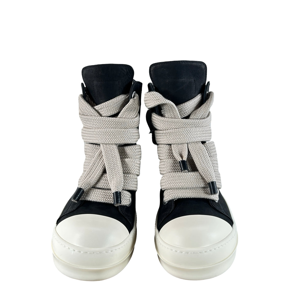 RU02E1892 LWNW2 911 Rick Owens Jumbo Lace Sneakers Black Milk