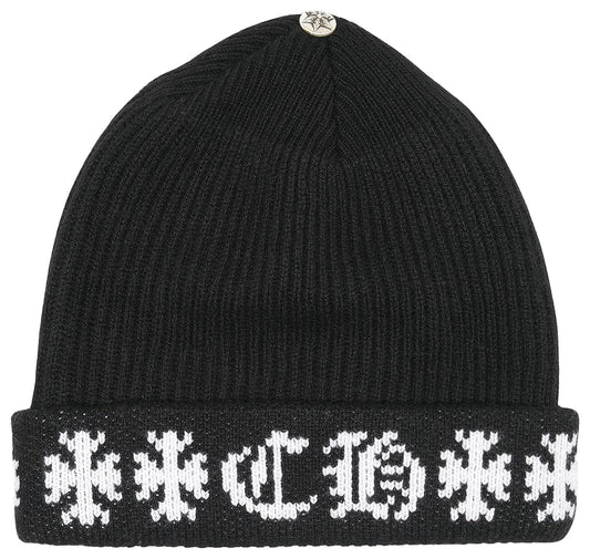 Chrome Hearts Big Daddy Cross Logo Cashmere Beanie Black/White