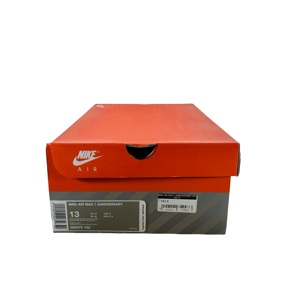 908375 102 Nike Air Max 1 Anniversary Royal (2017 Restock) [USED] - 13 M (Used)
